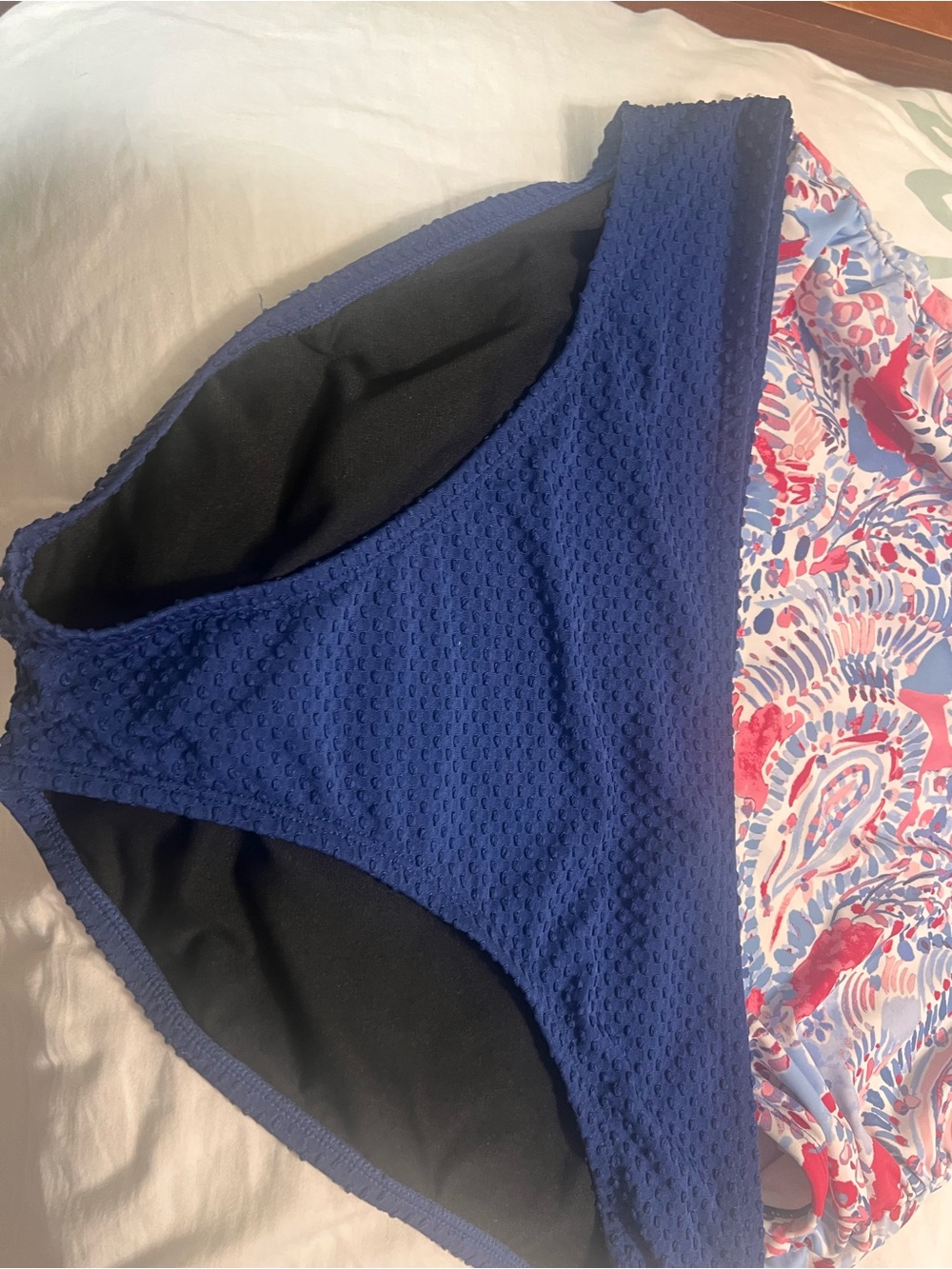 Crown & Ivy Pink & Blue Printed Tankini Swim Top with Navy Bottom - Picture 3 of 4